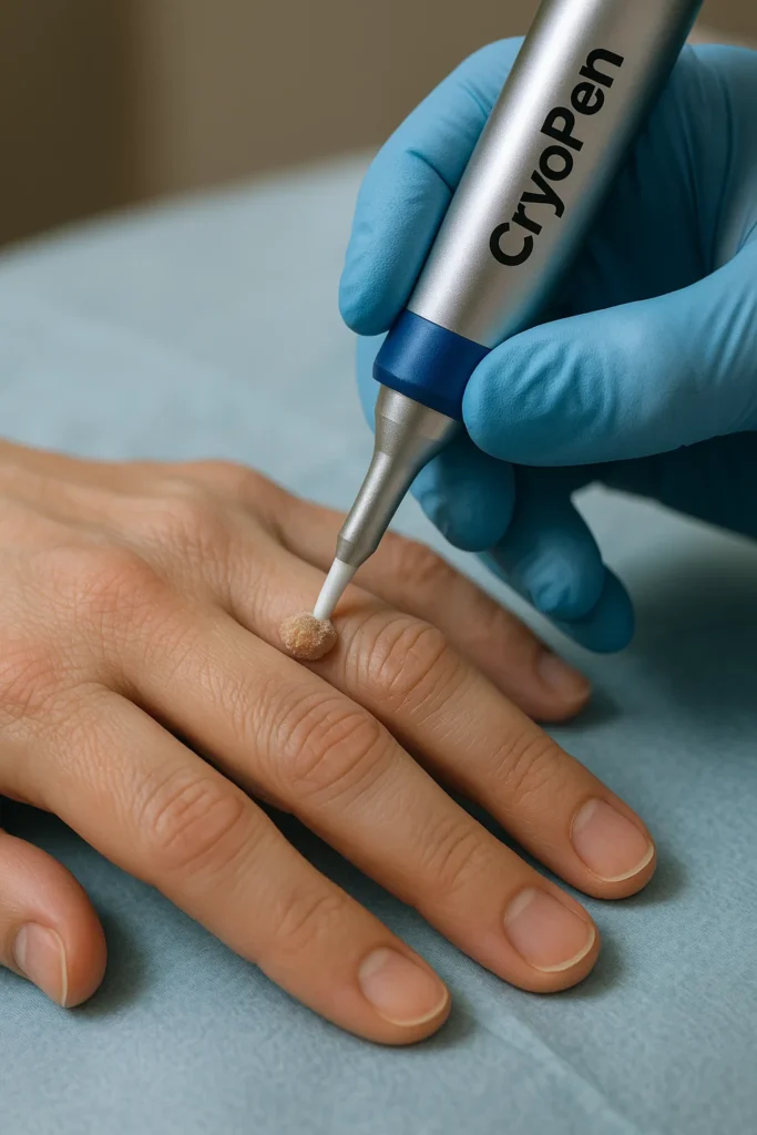 example of cryopen wart removal Sheffield treatment on a persons finger
