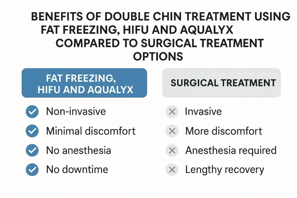 Graphic about the benefits of double chin treatment Sheffield - from LA LIPO
