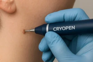 Person receiving skin tag removal Sheffield